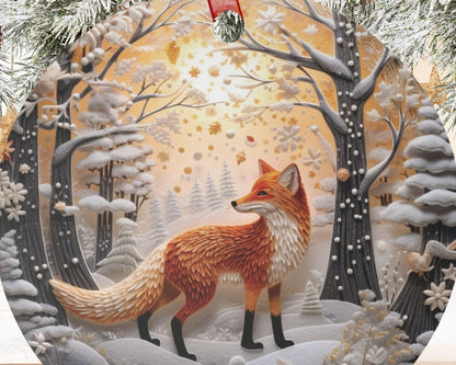 Fox Lover Retro Christmas Ornament