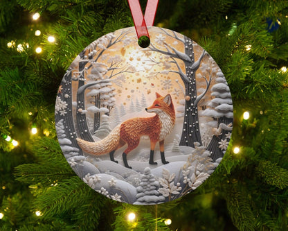 Fox Lover Retro Christmas Ornament