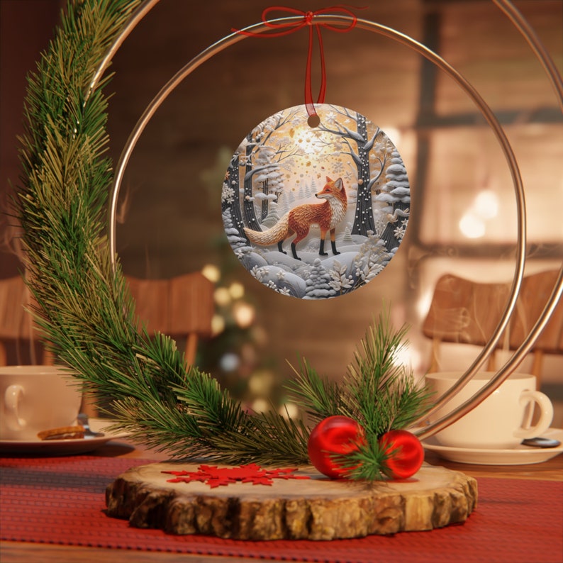 Fox Lover Retro Christmas Ornament