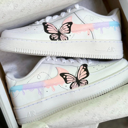 Custom Air Force 1 Shoes Butterfly Drip Style