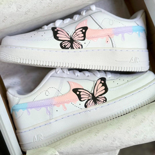 Custom Air Force 1 Shoes Butterfly Drip Style