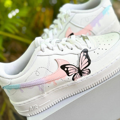 Custom Air Force 1 Shoes Butterfly Drip Style