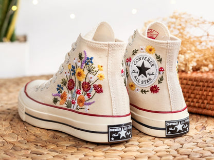 Custom Converse Sunflower Embroidered High Tops
