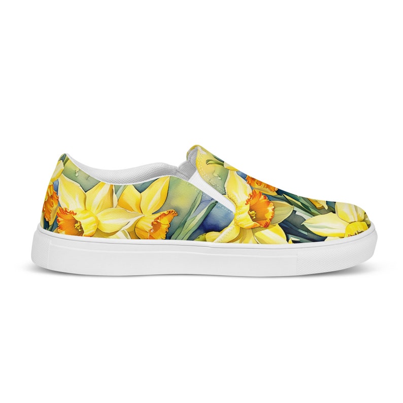 Watercolor Daffodils Women’s Slip-on Canvas Shoes