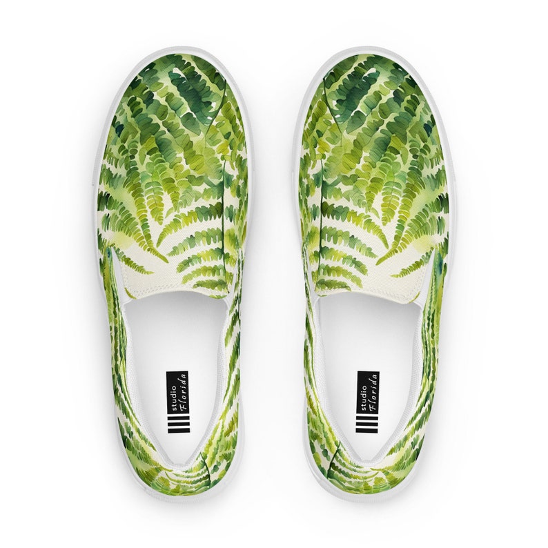 Watercolor Fern Women’s Slip-on Canvas Shoes