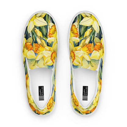 Watercolor Daffodils Women’s Slip-on Canvas Shoes