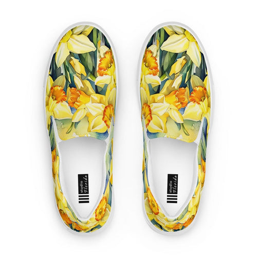 Watercolor Daffodils Women’s Slip-on Canvas Shoes