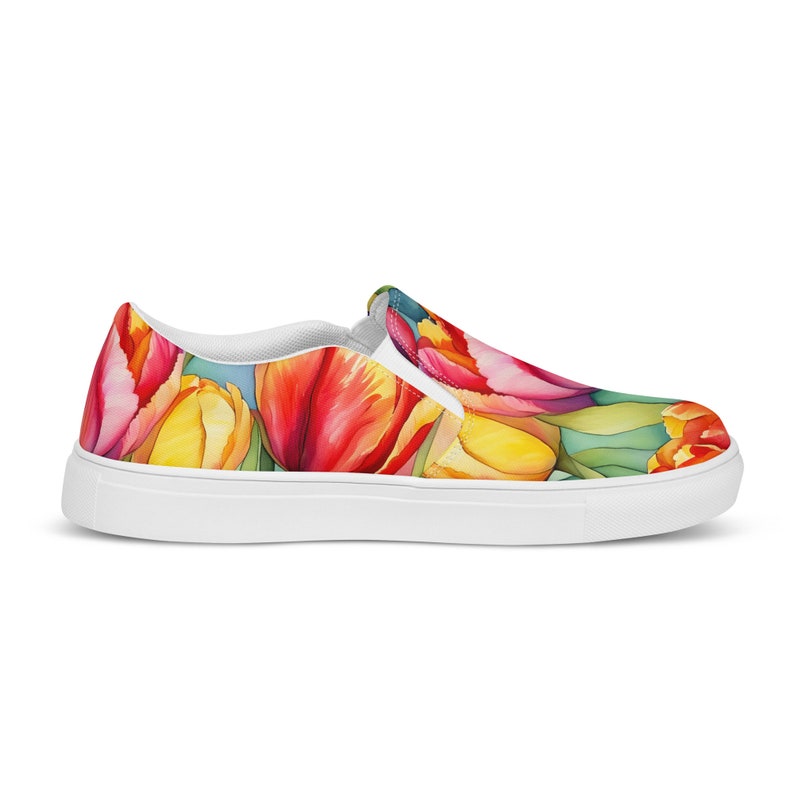 Watercolor Tulips Women’s Slip-on Canvas Shoes