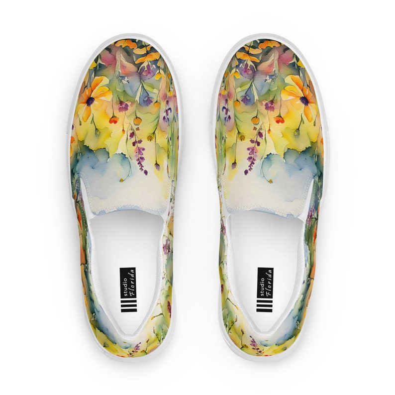 Watercolor Wildflowers Women’s Slip-on Canvas Shoes