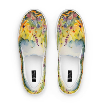 Watercolor Wildflowers Women’s Slip-on Canvas Shoes