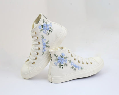 Custom Converse Bridal Flowers Embroidered High Tops