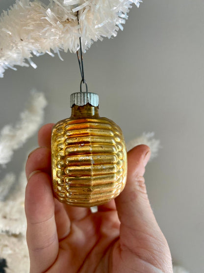 Vintage Gold Bumpy Double Flower Indent Christmas Ornament