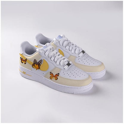 Custom Air Force 1 Shoes Yellow Butterfly Style