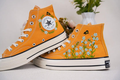 Custom Converse Wedding Bridal Flowers Embroidered High Tops