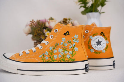 Custom Converse Wedding Bridal Flowers Embroidered High Tops