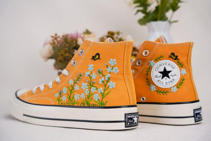 Custom Converse Wedding Bridal Flowers Embroidered High Tops