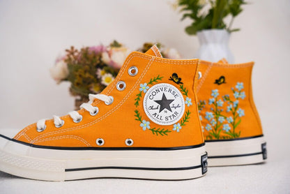 Custom Converse Wedding Bridal Flowers Embroidered High Tops