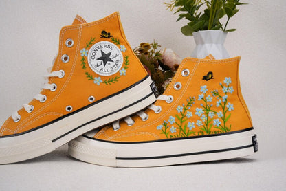 Custom Converse Wedding Bridal Flowers Embroidered High Tops