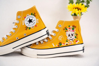 Custom Converse Wedding Bridal Flowers Embroidered High Tops