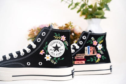 Custom Converse Wedding Bridal Flowers Embroidered High Tops