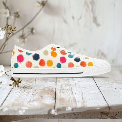 Colorful Women's Low Top Sneaker Colorful Polka Dot