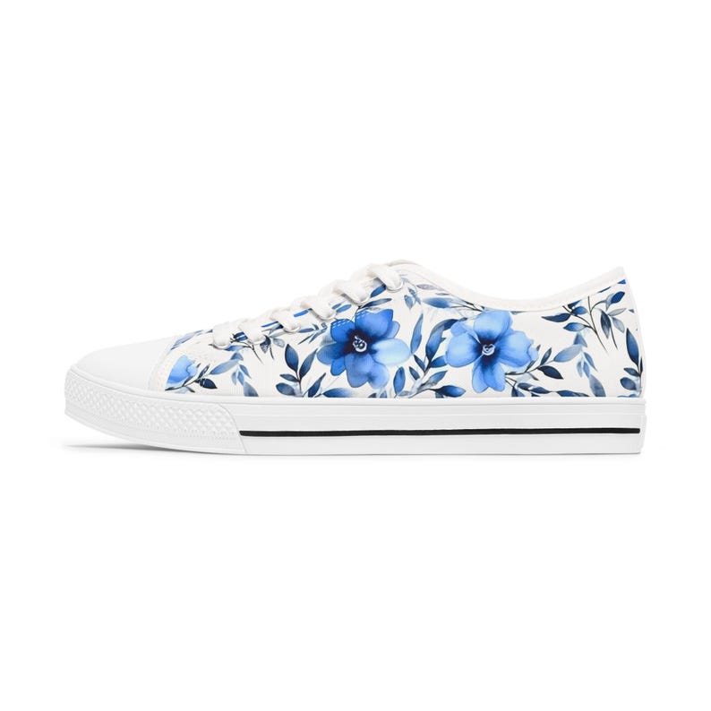 Women's Low Top Sneaker Light Blue Floral Sneakers