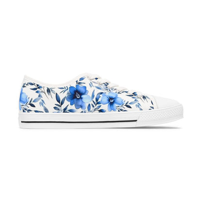 Women's Low Top Sneaker Light Blue Floral Sneakers
