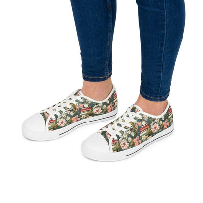 Women's Low Top Sneaker Floral Book Lover Sneakers