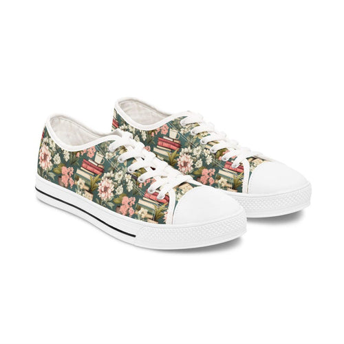 Women's Low Top Sneaker Floral Book Lover Sneakers