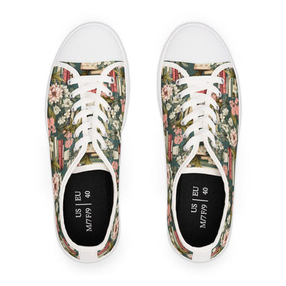 Women's Low Top Sneaker Floral Book Lover Sneakers