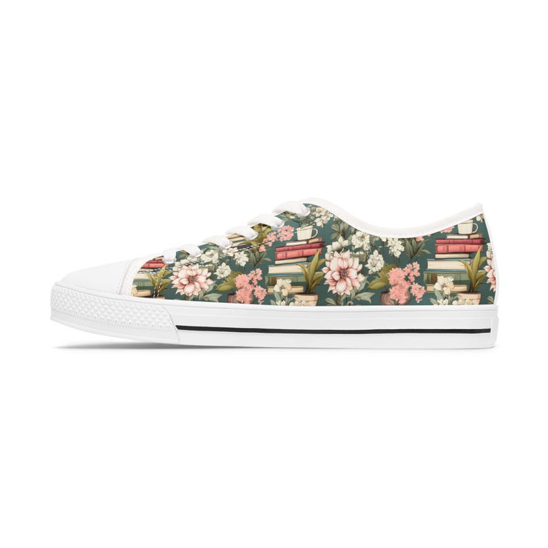 Women's Low Top Sneaker Floral Book Lover Sneakers