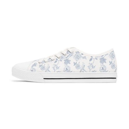 Colorful Women's Low Top Sneaker Blue Toile Floral Travel Sneakers
