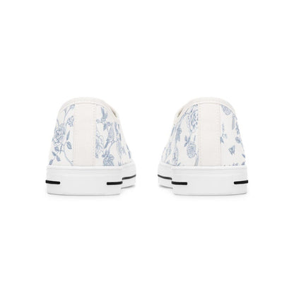 Colorful Women's Low Top Sneaker Blue Toile Floral Travel Sneakers