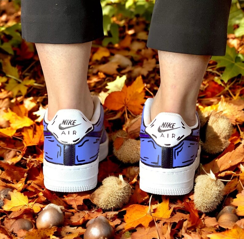 Custom Air Force 1 Shoes Blue Cartoon Style