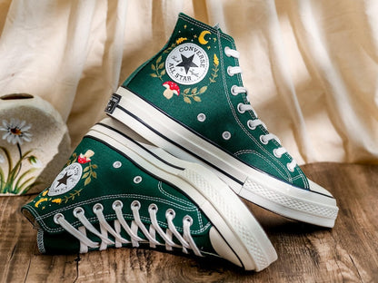 Custom Converse Wedding Bridal Flowers Embroidered High Tops