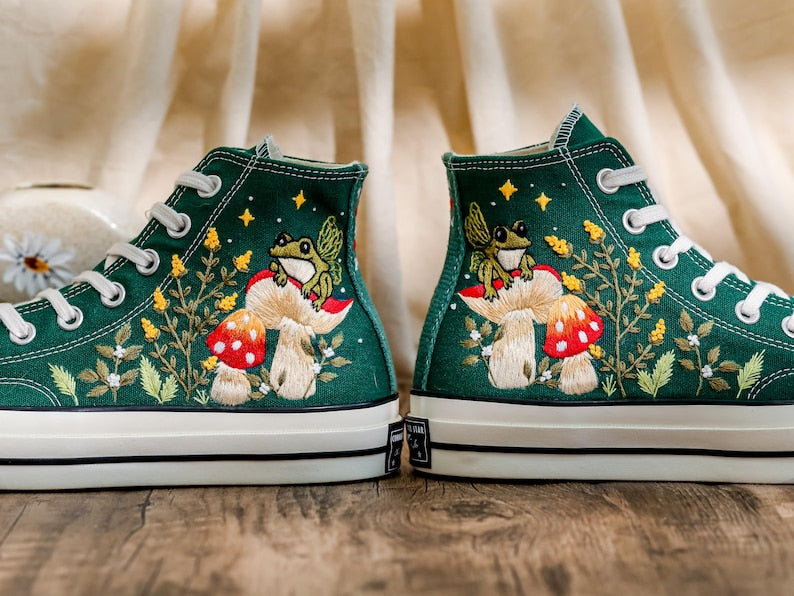 Custom Converse Wedding Bridal Flowers Embroidered High Tops