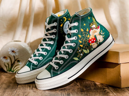 Custom Converse Wedding Bridal Flowers Embroidered High Tops