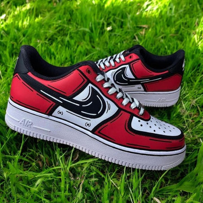 Custom Air Force 1 Shoes Red Drip Cartoon Style