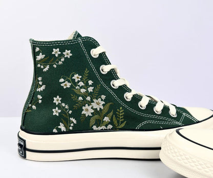 Custom Converse Lily Flower Embroidered High Tops