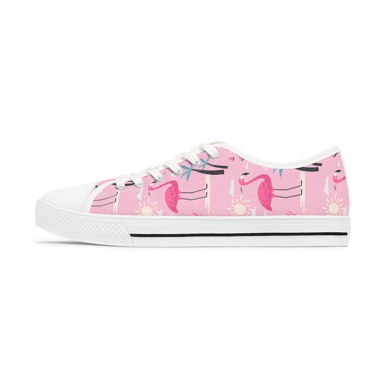 Colorful Women's Low Top Sneaker Pink Flamingo Print