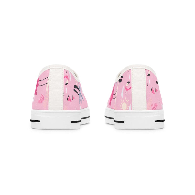 Colorful Women's Low Top Sneaker Pink Flamingo Print