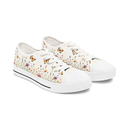 Women's Low Top Sneaker Floral Butterfly Sneakers