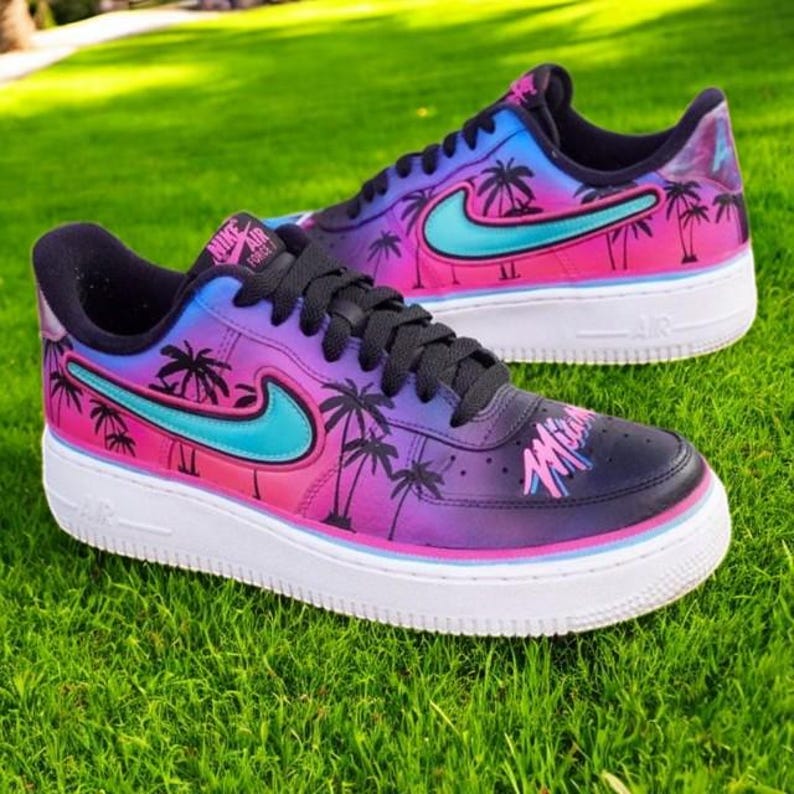 Custom Air Force 1 Shoes Miami Palm Tree Style