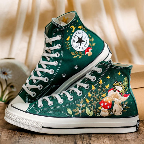 Custom Converse Wedding Bridal Flowers Embroidered High Tops