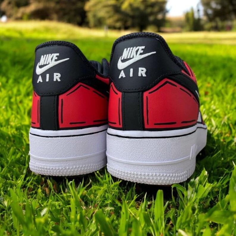 Custom Air Force 1 Shoes Red Drip Cartoon Style