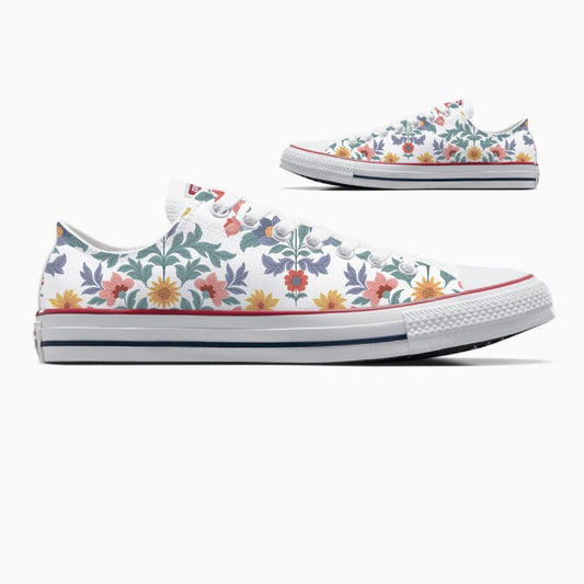 Women's Low Top Sneaker Illustrated Flower Vine on Sneakers