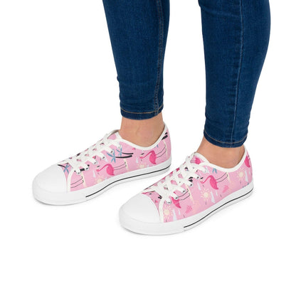 Colorful Women's Low Top Sneaker Pink Flamingo Print