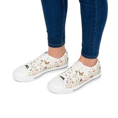 Women's Low Top Sneaker Floral Butterfly Sneakers