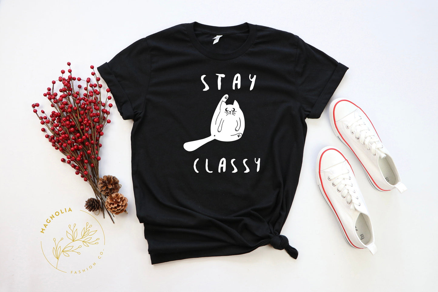 T-SHIRT - Stay Classy Funny Cat Unisex Shirt
