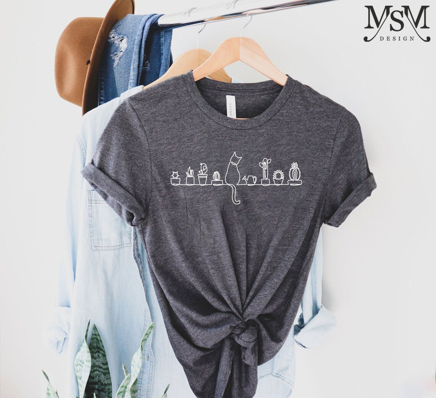 T-SHIRT - Cats and Plants Unisex Shirt, Shirts for Cat Lover